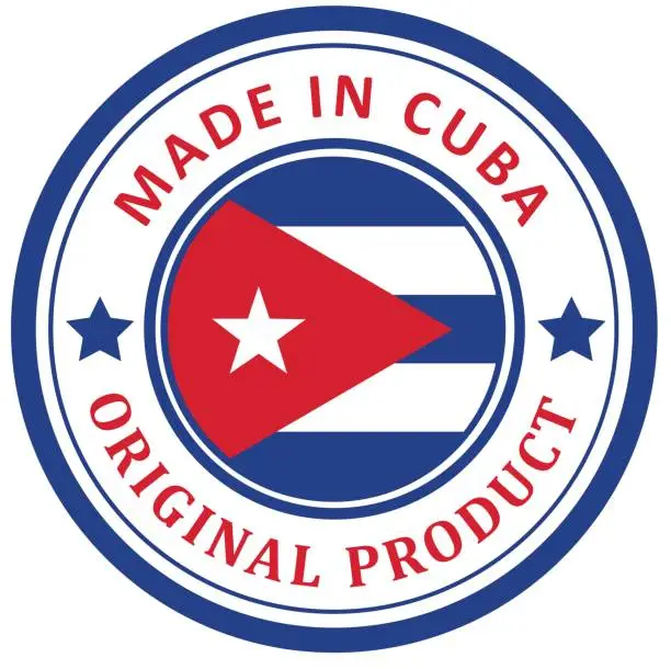 Vector illustration of Original product. Stamp with a flag. Made in Cuba