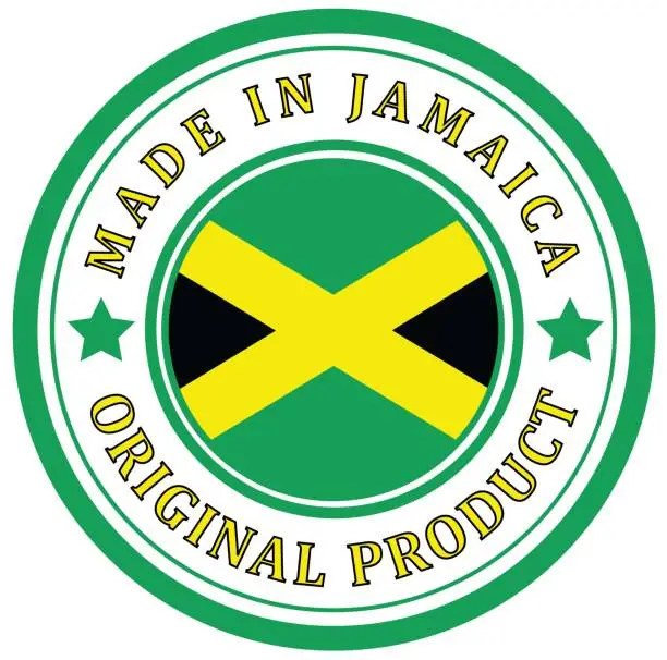 Vector illustration of Original product. Stamp with a flag. Made in Jamaica