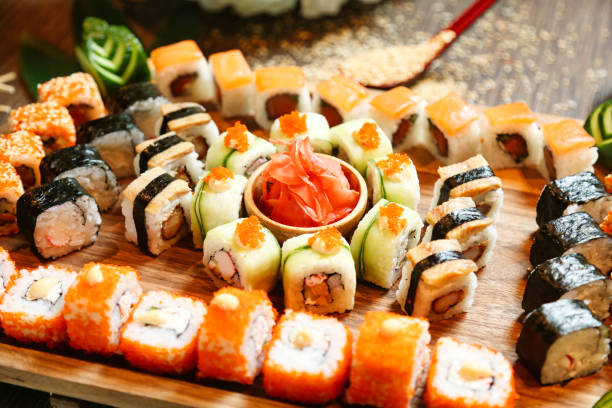 istock Assorted Sushi Platter on Wooden Board 2035543453