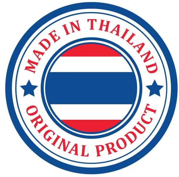 Vector illustration of Original product. Stamp with a flag. Made in Thailand