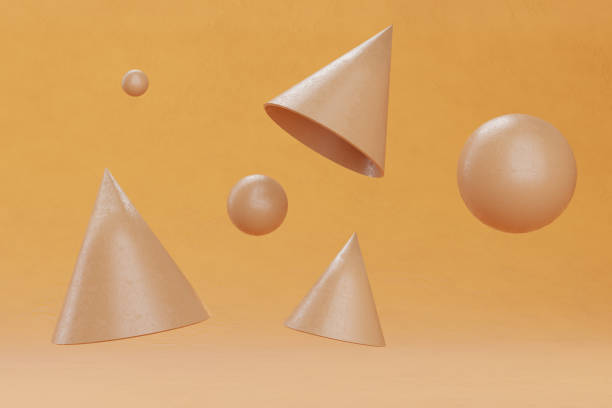istock colourful clay 3d cones and spheres floating on clay background 2035559869
