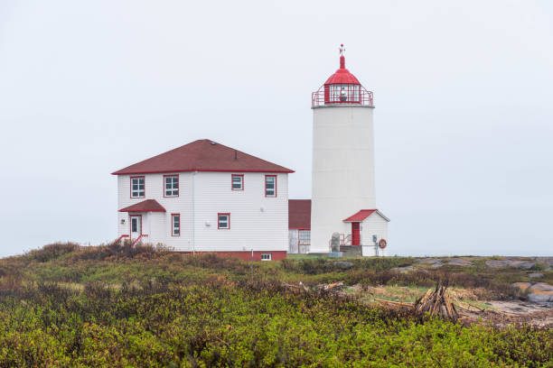 The lighthouse of L’Isle-Verte under the clouds (Notre-Dame-des-Sept-Douleurs, L’Isle-Verte, Quebec, Canada)