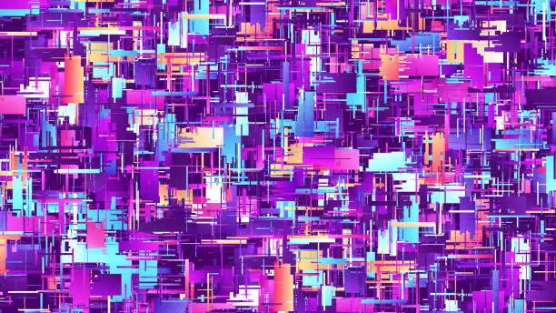 Vector illustration of Glitch art modern grunge texture with colorful shapes