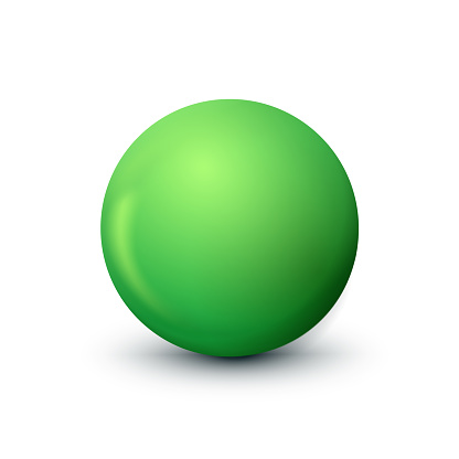 Green sphere, ball fashionable classic verdant color. Matt mock up of clean realistic orb, icon. Simple shape design, figure circle form. Isolated on white background,  illustration.