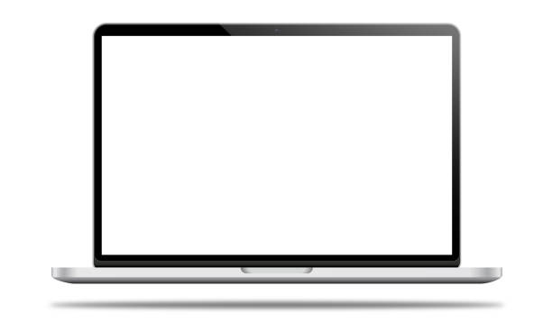 istock New notebook insulated on white background. Apple air, pro new, think book, Laptop realistic in mockup style isolated on white background. Computer with white screen. Tablet PC illustration. Photorealistic 3D mockup of a gray personal computer. 2035583892