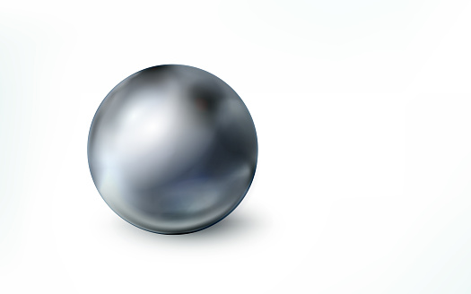 Realistic metal sphere isolated on white background. Orb. Grey polished glossy ball, chrome metallic circle object.  illustration .