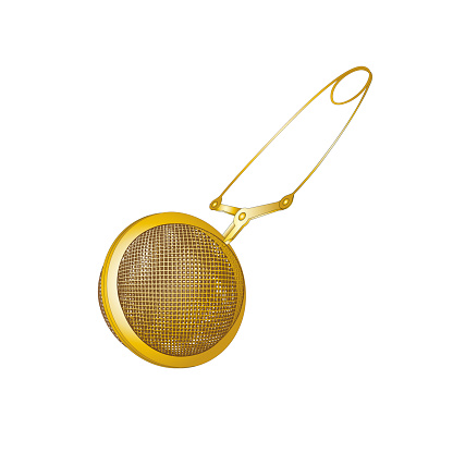 Realistic Tea strainers. Gold object isolated,  illustration