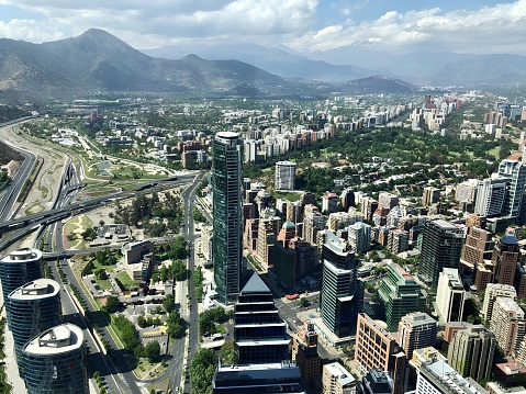 The Sanhattan neighborhood, Santiago de Chile, from Gran Torre Costanera