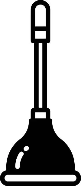 Vector illustration of Plunger glyph and line vector illustration