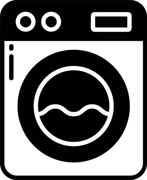 Vector illustration of Washing Machine glyph and line vector illustration