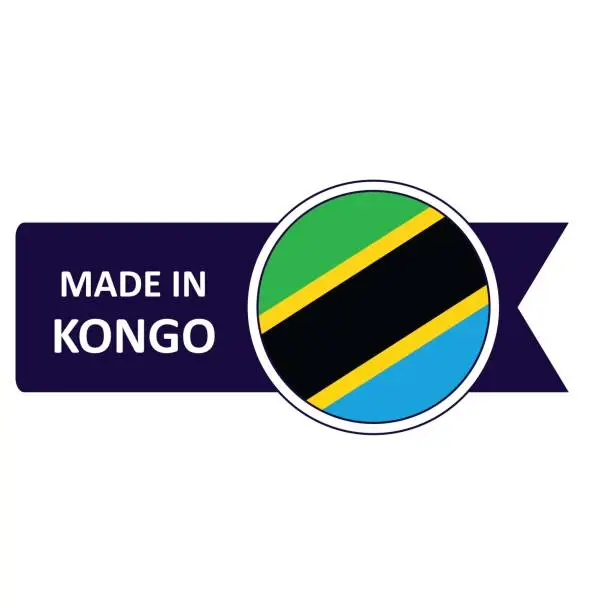Vector illustration of Made In Kongo. Flag, banner icon, design, sticker