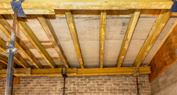 istock ceiling reinforcement with wood and supported by scaffolding 2035707014