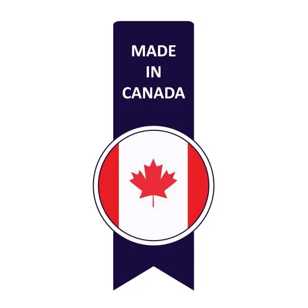 Vector illustration of Made In Canada. Flag, banner icon, design, sticker