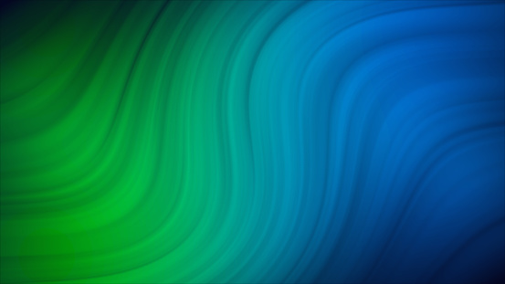 Green glowing curves in space, computer generated abstract background, 3D rendering