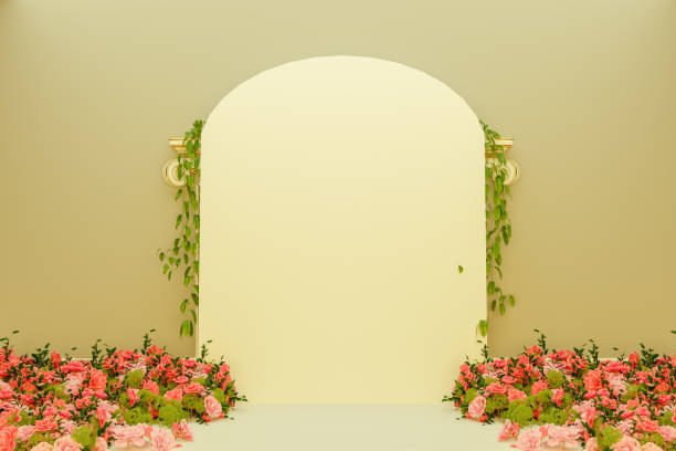 istock Flowers garden terrace with arched wall in daylight 2035752561