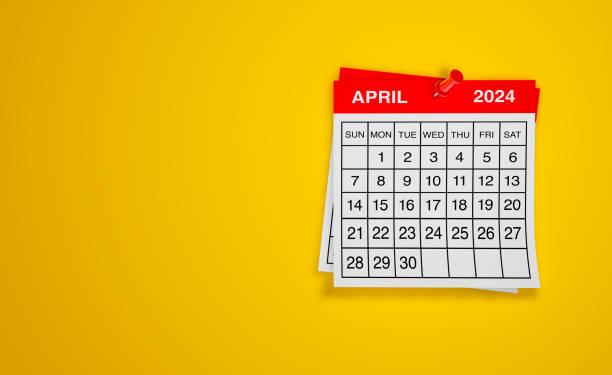 istock April 2024 calendar on yellow background 2035796634