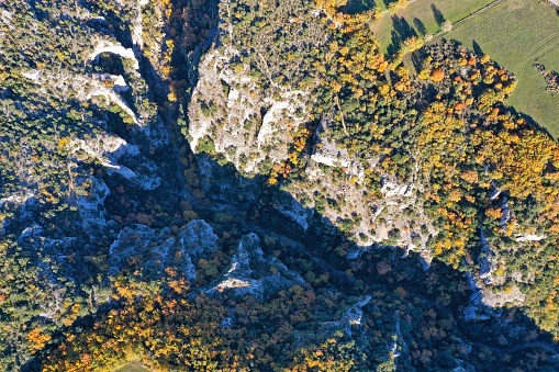 Ravine of Oppedette in Provence, South France. Take from above