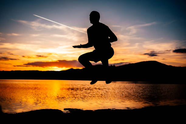 Dancer jumping on isolated white background