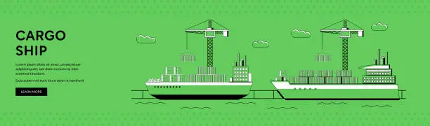 Vector illustration of Container Ship Panoramic Illustration