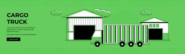 Vector illustration of Cargo Truck Illustration on Green Background