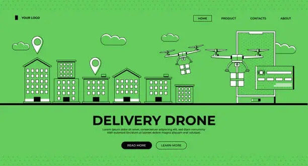 Vector illustration of Delivery Drone, Home Delivery, Express Delivery Illustration