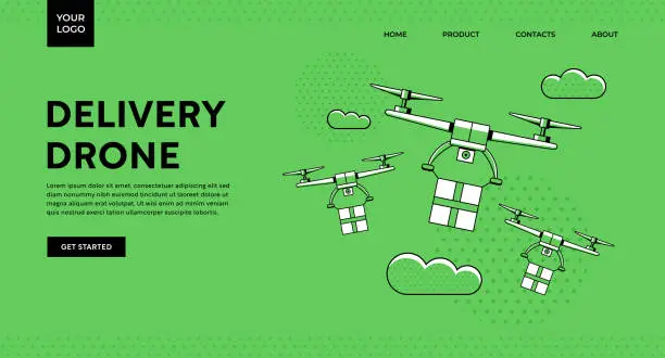 Vector illustration of Delivery Drone Illustration