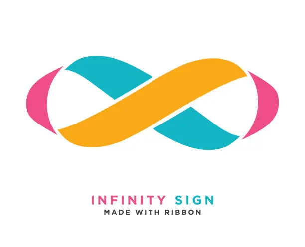 Vector illustration of Infinity sign made with ribbon. Endless concept loop. Vector stock illustration