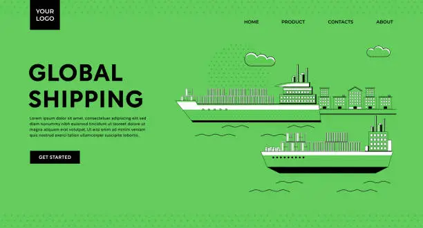 Vector illustration of Global Shipping Illustration