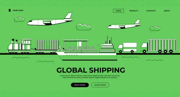 Vector illustration of Global Shipping Illustration
