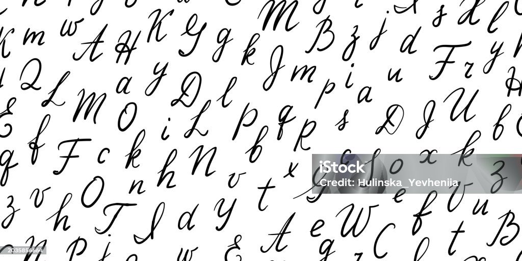 Calligraphy Letters Pattern Seamless Pattern With Hand Drawn Alphabet Script Letters Modern Brush ...