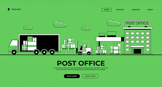 Post Office Illustration for Web Banner