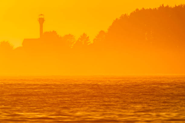 Lighthouse and shoreline off Pacific Rim National Park on Vancouver Island, British Columbia