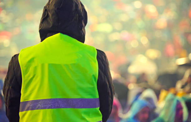 istock guard with the reflective vest during the event at the stadium 2035959118