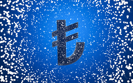 Turkish Lira Symbol on Snowy Background