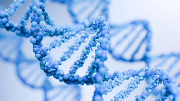 istock DNA on blue background. Hologram blue glowing rotating DNA double helix. Science and medicine concepts. 3d render 2036010593