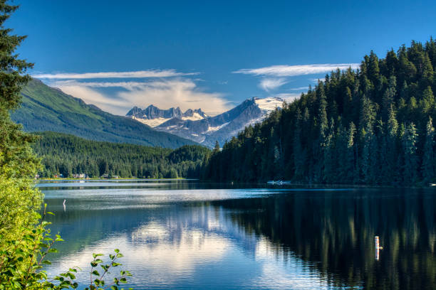 Auke Lake is located below the Mendenhall Glacier in Juneau Alaska.  Rendered here in an HDR tone curve.