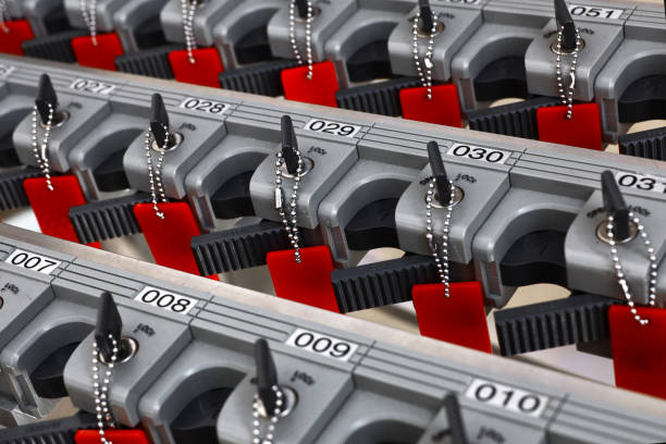 istock Umbrella stand locks and keys lined up in an orderly manner 2036072195