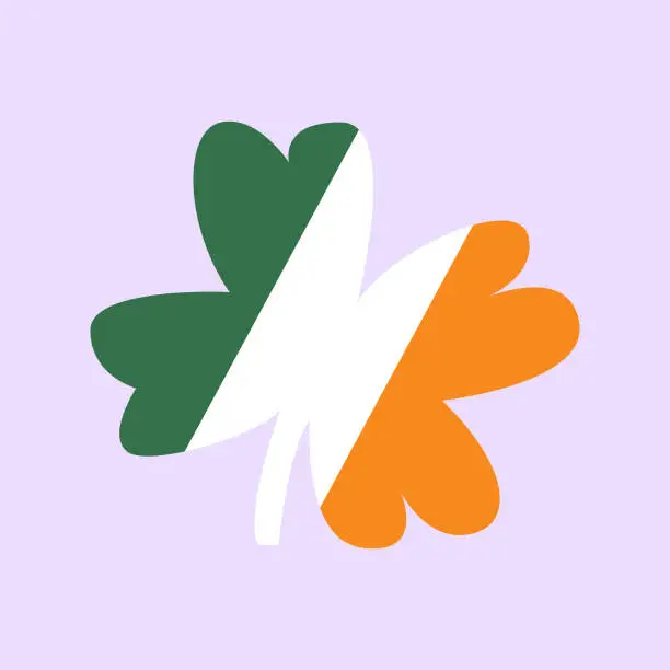 Vector illustration of Irish flag  in clover.