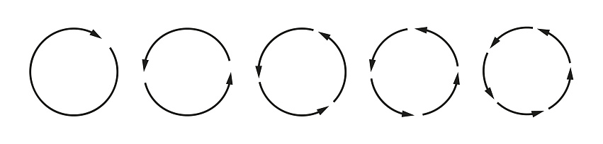Circle arrow icon set. Interconnecting round arrow vector collection.