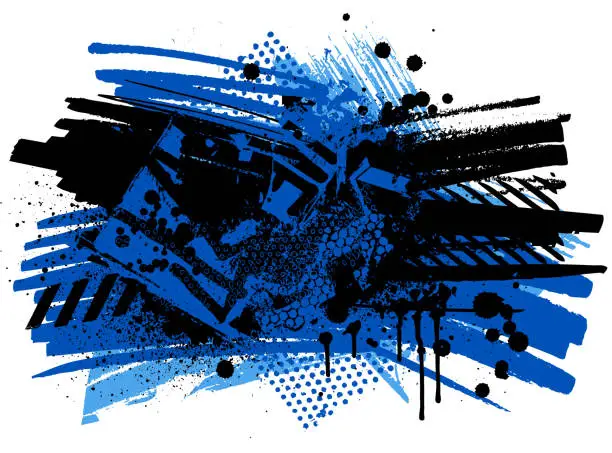 Vector illustration of Grunge blue paint textured vector urban design