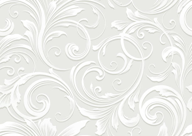 illustrations, cliparts, dessins animés et icônes de elegant grey victorian seamless wallpaper - backgrounds baroque style luxury leaf