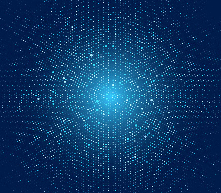 Abstract blue data information digital half tone dots gradient vector illustration