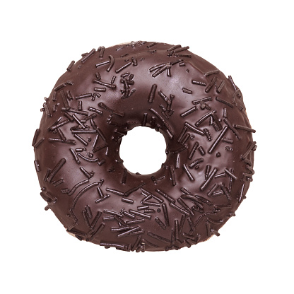 chocolated glazed donut isolated on white background
