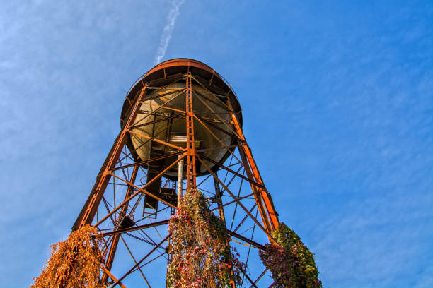 Old iron railway water tank tower in Szeged in Sout Hungary