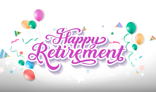 Happy Retirement lettering card, banner design