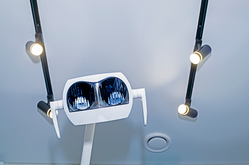 dental lamp for treatment and restoration of teeth. dental care and treatment