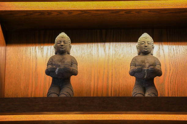 Exquisite clay sculpture on the museum shelf, North China