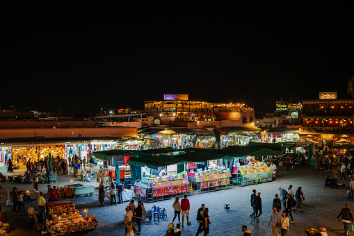 Marrakech by night in the main square