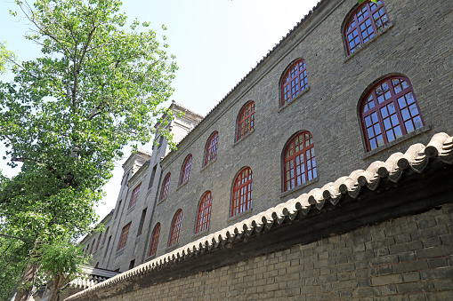 Beijing, China - May 5, 2021: Architectural scenery of the former site of China France University in Beijing.
