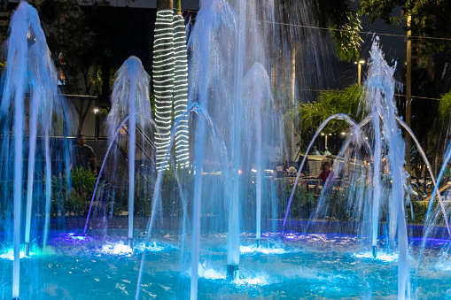 Fountain of luminous waters located in Maria Izabel Square, in the city of Marilia, in São Paulo, Brazil